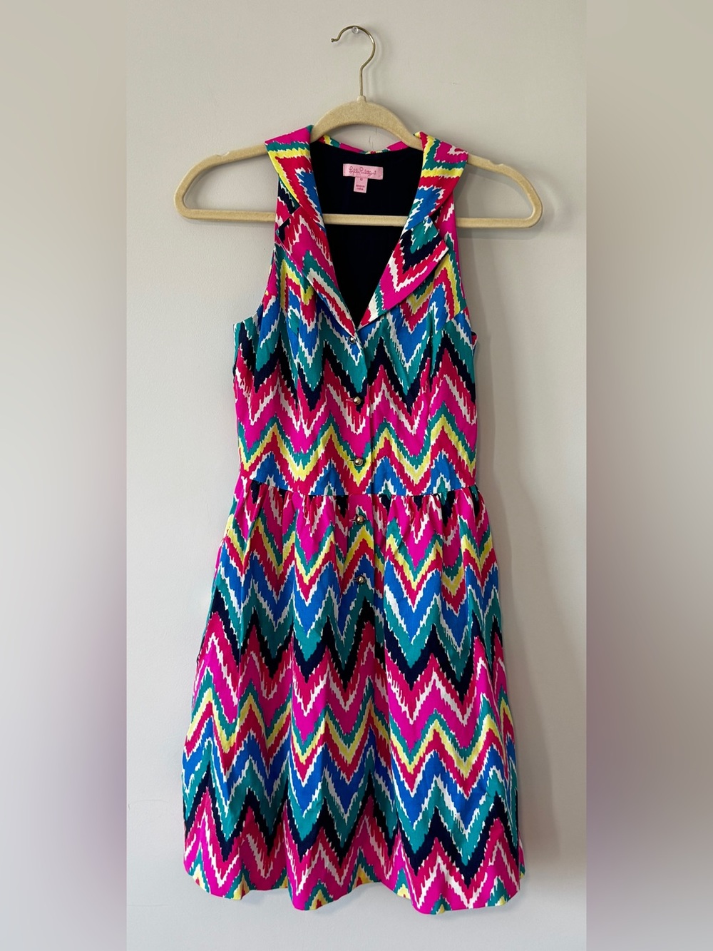 Lilly Pulitzer Sherlyn Dress Hearts A Flutter Chevron Zigzag Size 0 - Picture 2 of 5